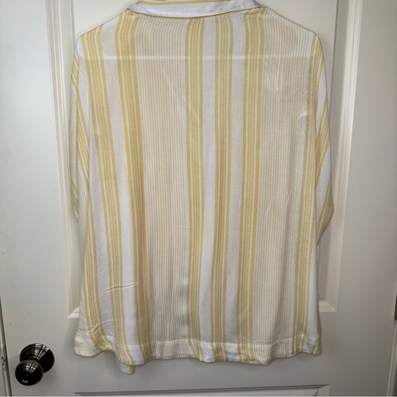 Free People Baby Blues Striped Button Down Top Yellow L - Picture 7 of 9